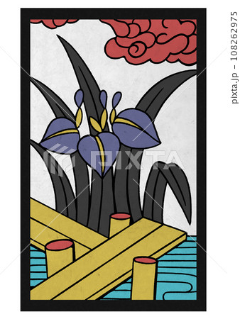 花札　杜若に八橋 108262975