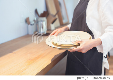 食器を持つ女性の手元 食器を持つ女性の手元 108263075