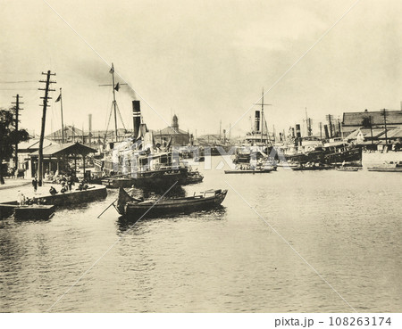 大正時代の大阪　安治川　蒸気船 108263174