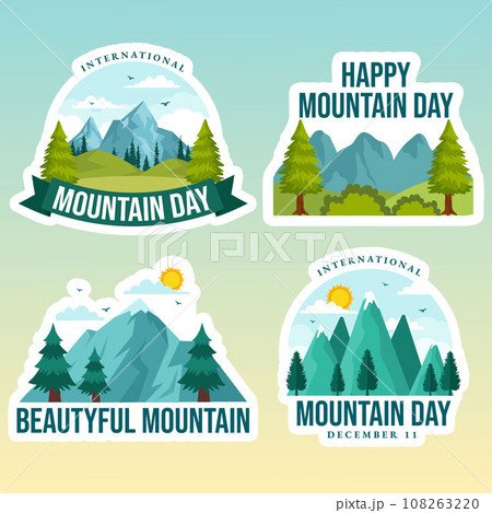 International Mountain Day Label Flat Cartoon Hand Drawn Templates Background Illustration International Mountain Day Label Flat Cartoon Hand Drawn Templates Background Illustration 108263220