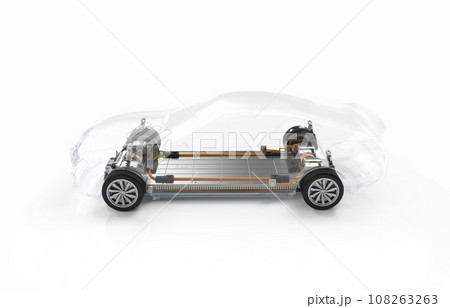 Electric car battery with pack of battery cells module on platform 108263263