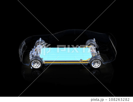 Electric car battery with pack of battery cells module on platform 108263282