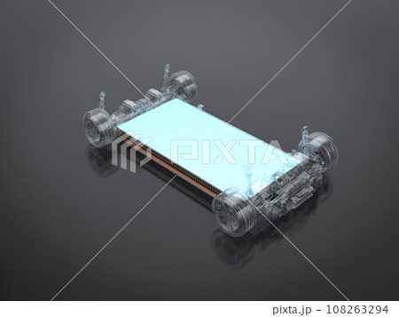 Electric car battery with pack of battery cells module on platform 108263294