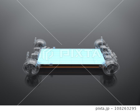 Electric car battery with pack of battery cells module on platform Electric car battery with pack of battery cells module on platform 108263295