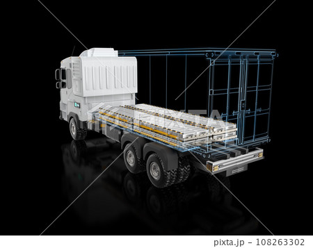 Ev logistic trailer truck or electric vehicle lorry with pack of battery cells module 108263302