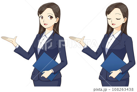 ファイルを持って案内するスーツ姿の女性 ファイルを持って案内するスーツ姿の女性 108263438