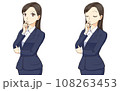 考えるスーツの女性　口への字 108263453