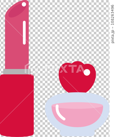 Illustration of cute pink cosmetics Illustration of cute pink cosmetics 108263496