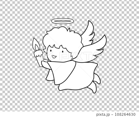 拿著蠟燭的天使的簡單線條畫插圖 拿著蠟燭的天使的簡單線條畫插圖 108264630