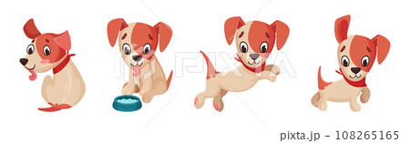 Funny Puppy Dog Character Engaged in Different Activity Vector Set 108265165