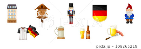 Germany Object and Symbol with Building, Gnome, Beer, House and Nutcracker Vector Set Germany Object and Symbol with Building, Gnome, Beer, House and Nutcracker Vector Set 108265219
