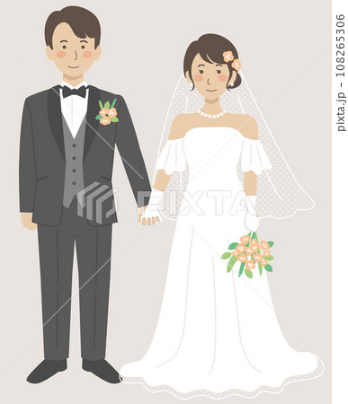 結婚式イラスト、手をつなぐ新郎新婦 結婚式イラスト、手をつなぐ新郎新婦 108265306