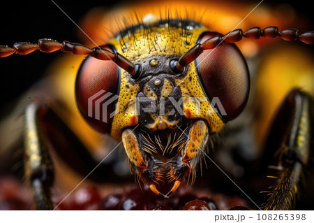 Macro close up of insect head Macro close up of insect head 108265398