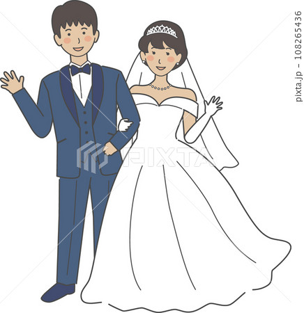 結婚式イラスト、手を挙げる新郎新婦 結婚式イラスト、手を挙げる新郎新婦 108265436