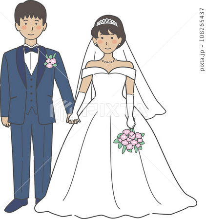 結婚式イラスト、手をつなぐ新郎新婦 結婚式イラスト、手をつなぐ新郎新婦 108265437