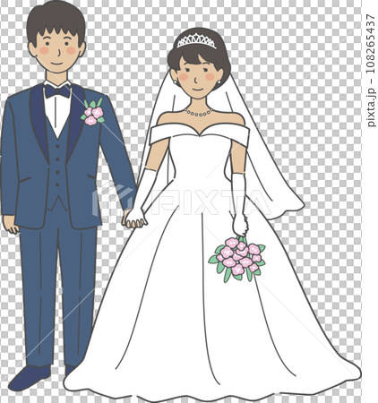 結婚式イラスト、手をつなぐ新郎新婦 結婚式イラスト、手をつなぐ新郎新婦 108265437
