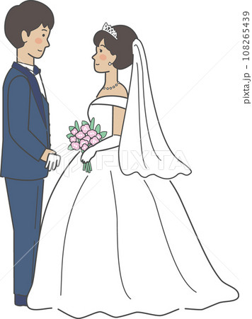 結婚式イラスト、向かい合う新郎新婦 108265439