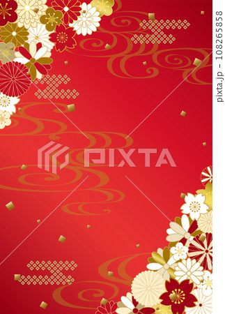 和風花柄の背景素材(はがきサイズ) 和風花柄の背景素材(はがきサイズ) 108265858