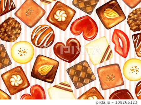 かわいい水彩のチョコレートの背景イラスト 108266123