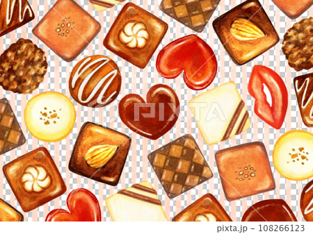 かわいい水彩のチョコレートの背景イラスト 108266123