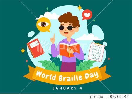 World Braille Day Vector Illustration on 4th of January with Text by Alphabet for Means of Communication in Flat Kids Cartoon Background Design World Braille Day Vector Illustration on 4th of January with Text by Alphabet for Means of Communication in Flat Kids Cartoon Background Design 108266145