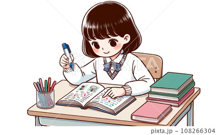 お勉強の時間（AI生成画像） 108266304
