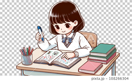 お勉強の時間（AI生成画像） 108266304