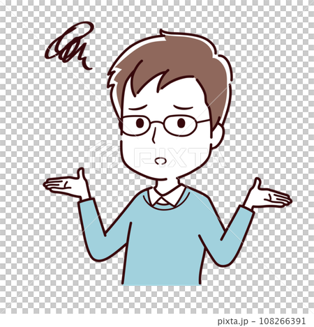 Illustrations of men in plain clothes in various poses Illustrations of men in plain clothes in various poses 108266391