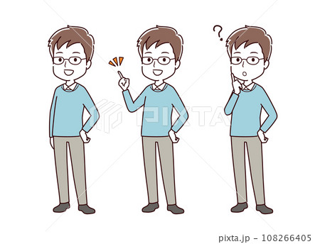 色々なポーズの私服の男性のイラスト 108266405