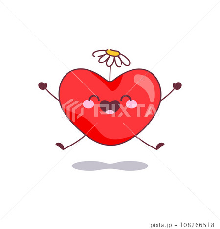 Joyful Heart Character Holding Daisy. Delighted Valentine's Day Illustration. Heart Mascot Super Excited by Love and Happiness. Vector Design for Romantic Expressions and Loving Moments. Joyful Heart Character Holding Daisy. Delighted Valentine's Day Illustration. Heart Mascot Super Excited by Love and Happiness. Vector Design for Romantic Expressions and Loving Moments. 108266518