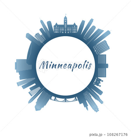 Minneapolis skyline with colorful buildings.のイラスト素材 [108267176] - PIXTA