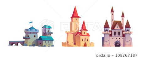 Medieval castle icon vector cartoon kingdom set 108267187