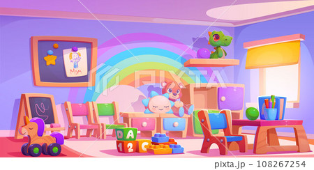 Kindergarten playroom with toys Kindergarten playroom with toys 108267254