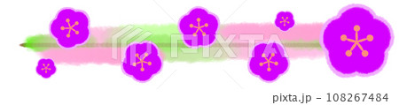 梅の花ボーダーラインイラスト 梅の花ボーダーラインイラスト 108267484