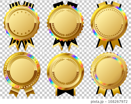 Set of 6 luxurious emblems, rainbow gold 108267972