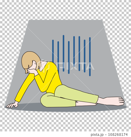 泣き崩れる女性　裸足 108268174