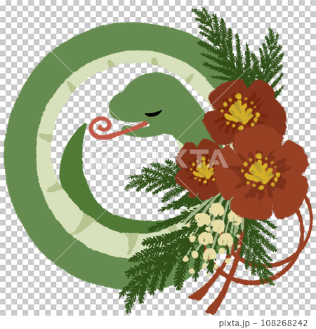 一條蛇變成了一條綠色的繩子，並打結 108268242