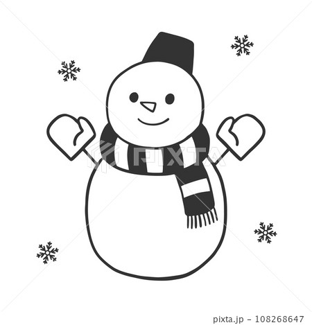 手描きのラフな雪だるまのイラスト素材 手描きのラフな雪だるまのイラスト素材 108268647