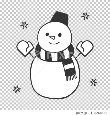 手描きのラフな雪だるまのイラスト素材 手描きのラフな雪だるまのイラスト素材 108268647