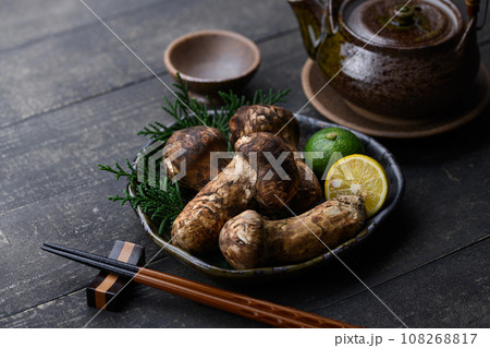 秋の味覚 高級食材の松茸 きのこ 和風イメージ まつたけ 秋の味覚 高級食材の松茸 きのこ 和風イメージ まつたけ 108268817