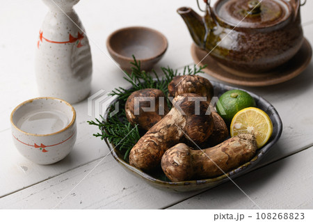 秋の味覚 高級食材の松茸 きのこ 和風イメージ まつたけ 秋の味覚 高級食材の松茸 きのこ 和風イメージ まつたけ 108268823