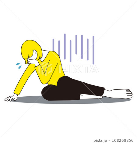 泣き崩れる女性　裸足 108268856