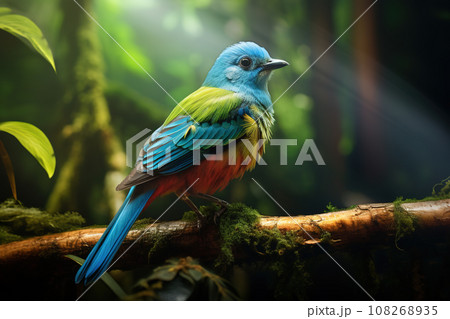 Image of cuban trogon bird on a branch in the forest. Birds., Wildlife Animals. 108268935