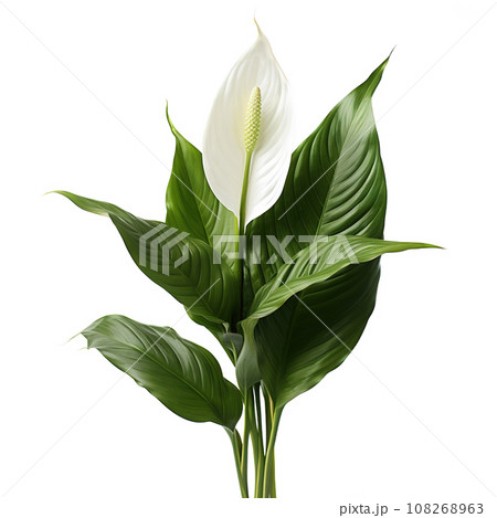 Image of peace lily flower on white background. Flowers., Nature. 108268963