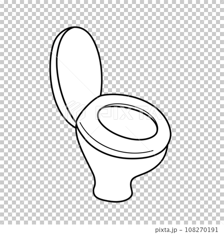 Simple and cute toilet illustration white background vector with main lines clip art 108270191