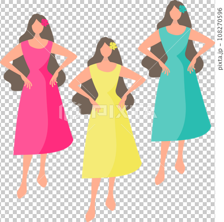 フラダンスを踊る女性たちのイラスト フラダンスを踊る女性たちのイラスト 108270596