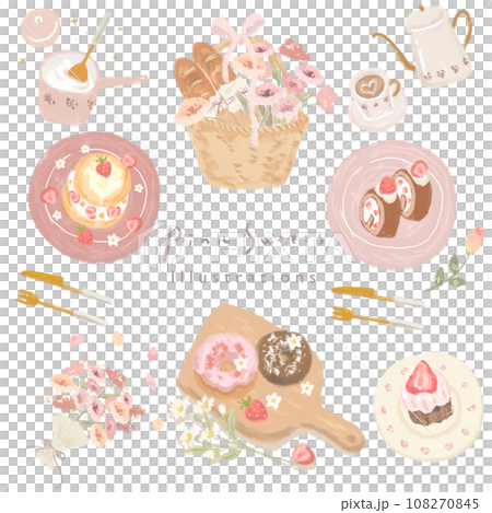 Collection of illustrations of cute cafe food and menus for adults Collection of illustrations of cute cafe food and menus for adults 108270845