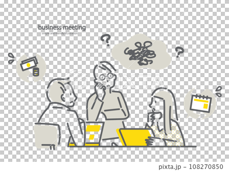 問題が発生したビジネスミーティング　シンプルでお洒落な線画イラスト 108270850