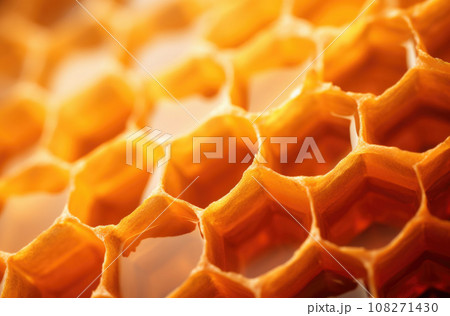 Fragment of honeycomb with full cells in bright sunlight Fragment of honeycomb with full cells in bright sunlight 108271430