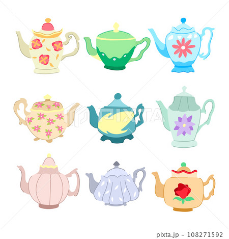 vintage teapot set cartoon vector illustration vintage teapot set cartoon vector illustration 108271592
